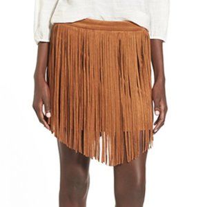 jolt || fringe faux suede mini skirt